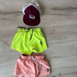 Binky Bro Swim Trunks Kids Neon Green and Pink Shorts